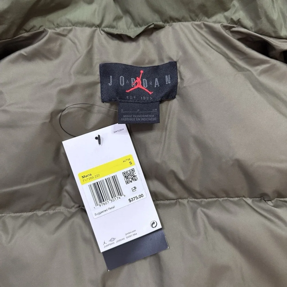 Nike Jordan Flight Down Puffer Parka Men's Small Olive FV7269-222 NWT - Picture 3 of 6